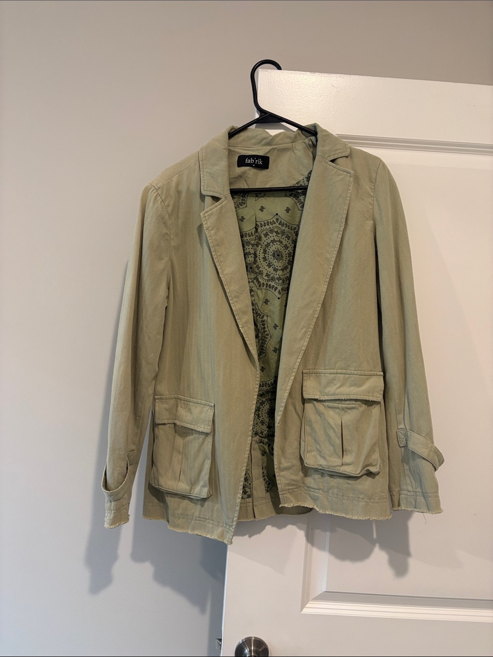 fab'rik Olive Green Casual Utility Jacket